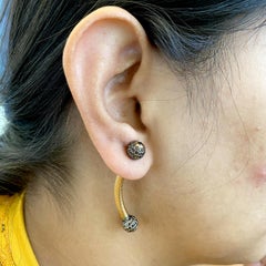 Pave Diamond Ball Earrings Made In 18k Rose Gold & Silver