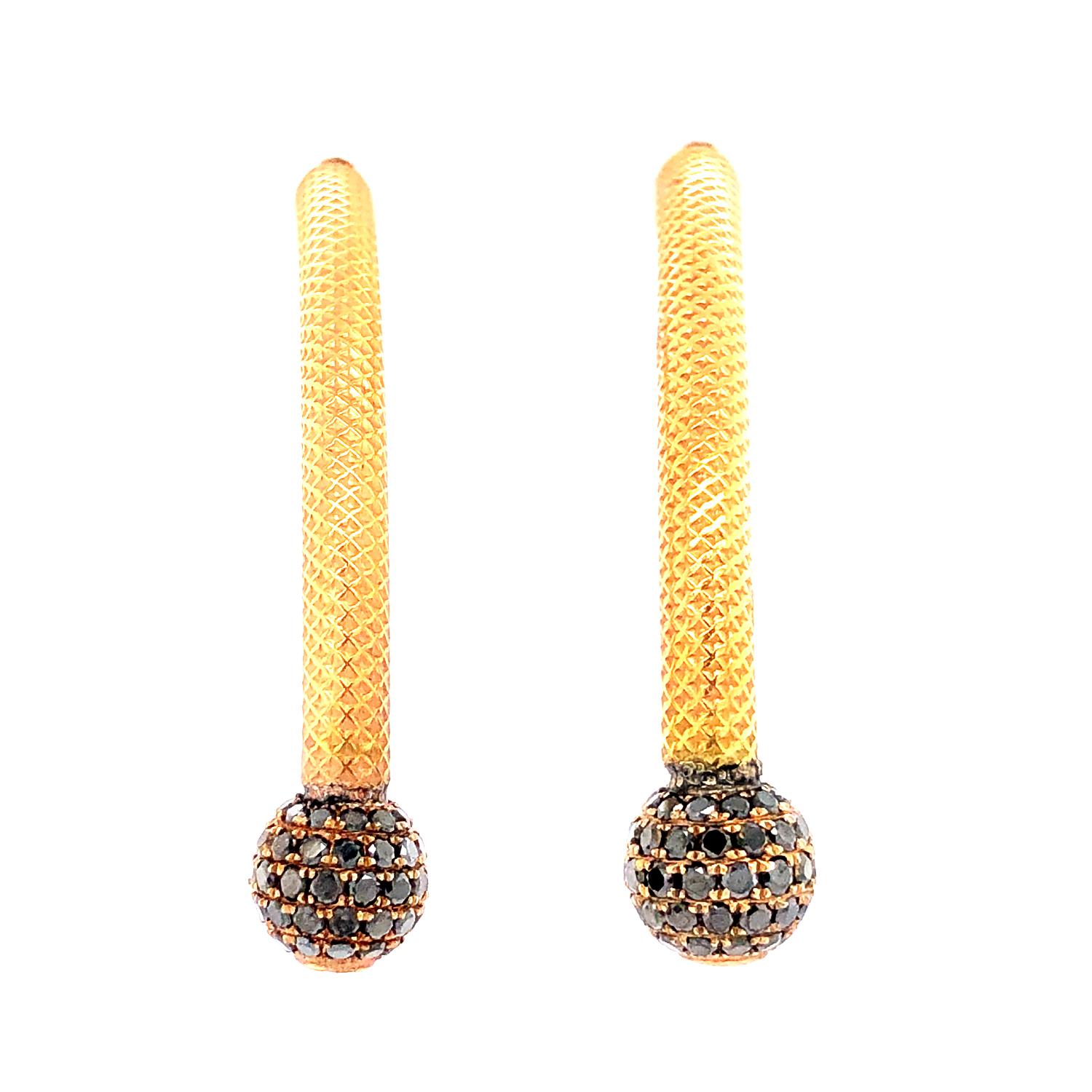 Mixed Cut Pave Diamond Ball Earrings Made In 18k Rose Gold & Silver For Sale