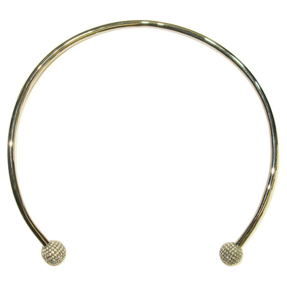 Pave Diamond Ball Halskette In Silber gemacht im Angebot