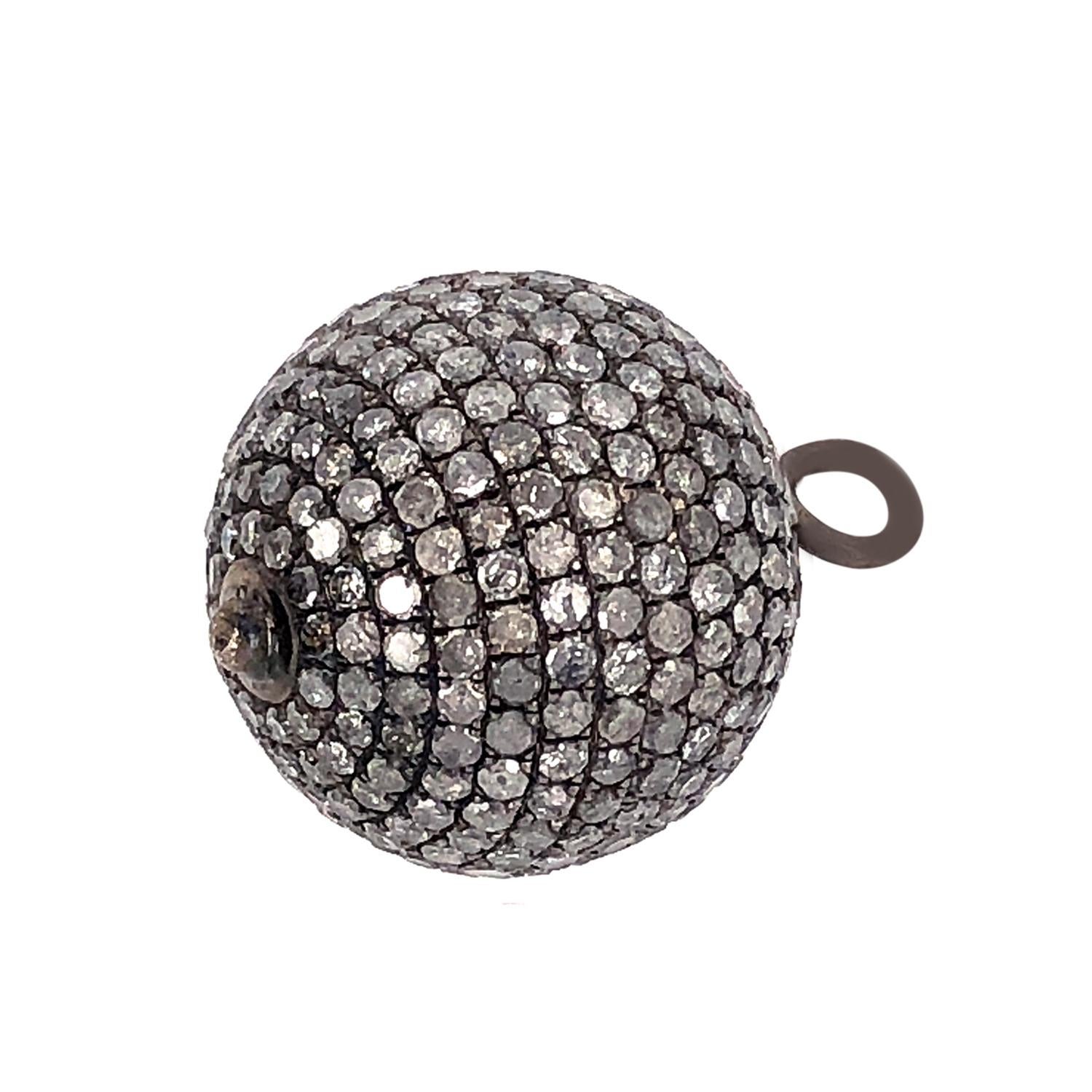 Artisan Pave Diamond Ball Pendant For Sale