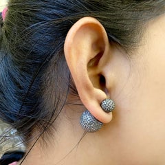 Pave Diamond Ball Tunnel Earring Made in 18k Gold & Silver