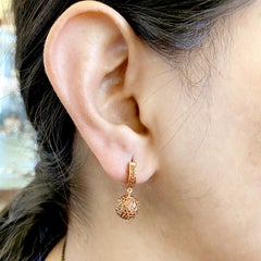 Pave Brown Diamond Ball Earrings Made in 18k Rose Gold