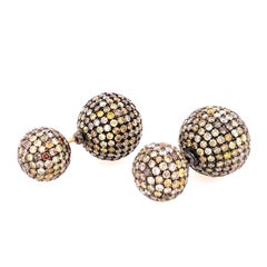 Pave Fancy Diamond Ball Tunnel Earrings Made in 14k Gold & Silver