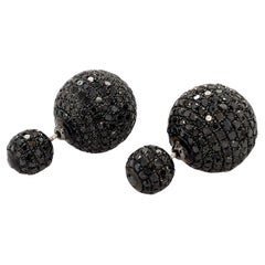 Pave Diamond Ball Tunnel Earrings Made in 18k Gold