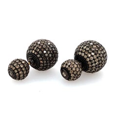 Pave Diamond Ball Tunnel Earrings Made in 18k Gold & Silver