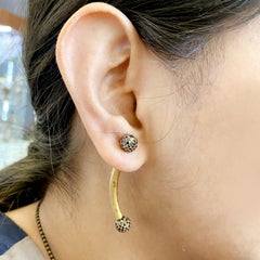 Pave Diamond Ball Tunnel Earrings Made in 18k Gold & Silver