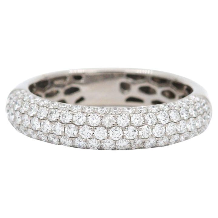 Pavé Diamond Band Ring in 18 Karat White Gold For Sale