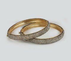 Pave Diamond Bangle 14k Gold 925 Silver Handmade