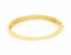 Pave Diamond Bangle 14k Gold Fine Wedding Bracelet Hecho a Mano