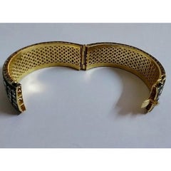 Pave Diamond Bangle 925 Silver Polki Victorian Bracelet