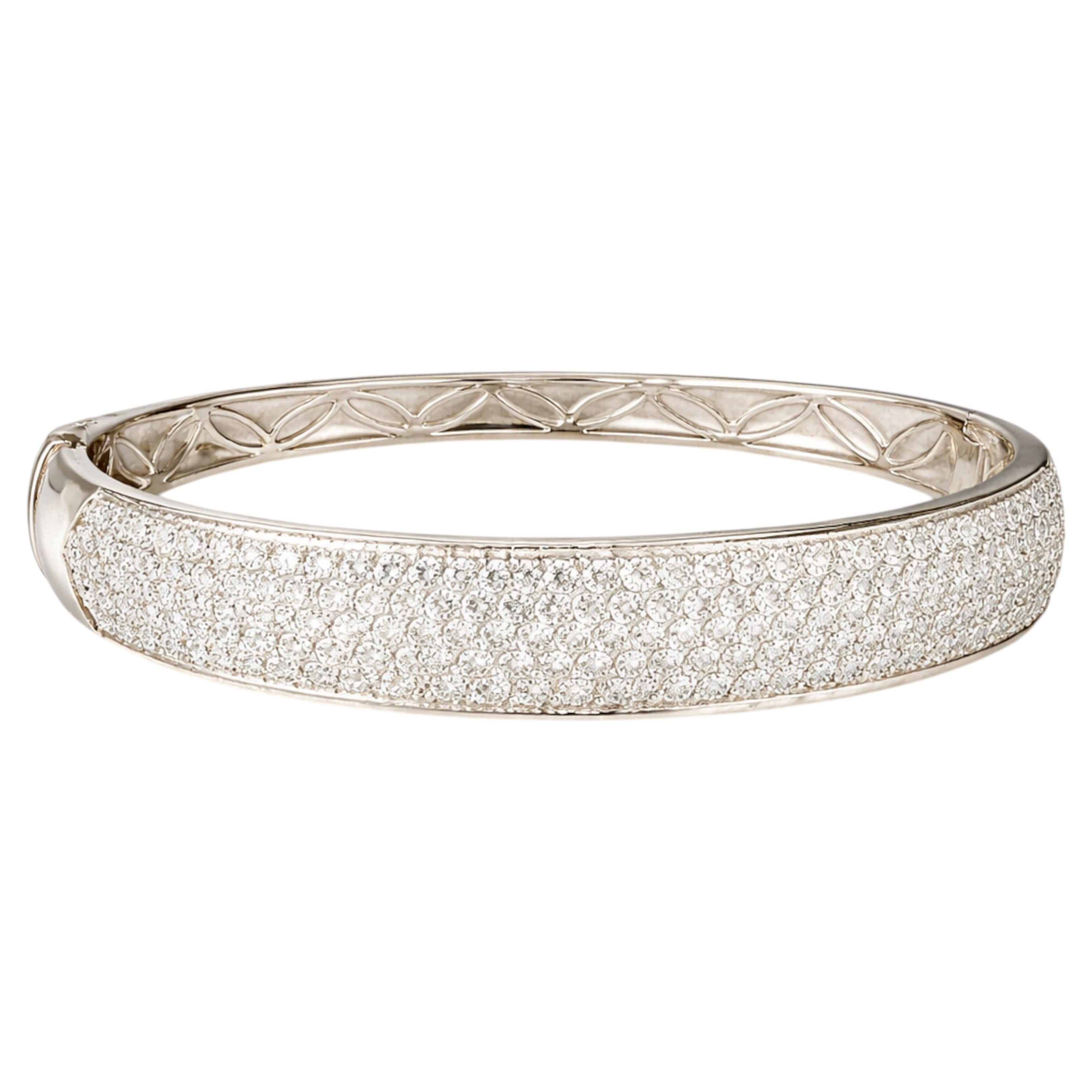Pavé Diamond Bangle Bracelet 4.65 Carats 18K White Gold