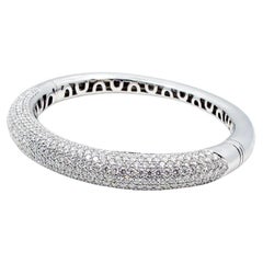 Pave Diamond Bangle Estate Bracelet, 18k White Gold
