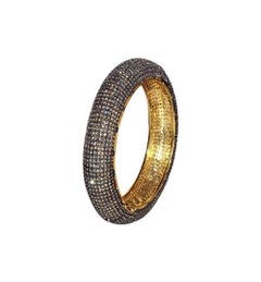 Armreif mit Pave-Diamant aus 18 Karat Gelbgold und Silber