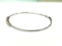 Pave' Diamond Bar 18K White Gold Flexible Bangle Bracelet 0.57 Carats