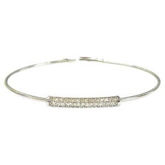 Pave' Diamond Bar 18K Weißgold Flexibler Armreif 0,57 Karat