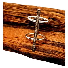 Minimalistischer Ring mit Pave-Diamant-Bar-Ring 925 Silber-Diamant-Geschenk.