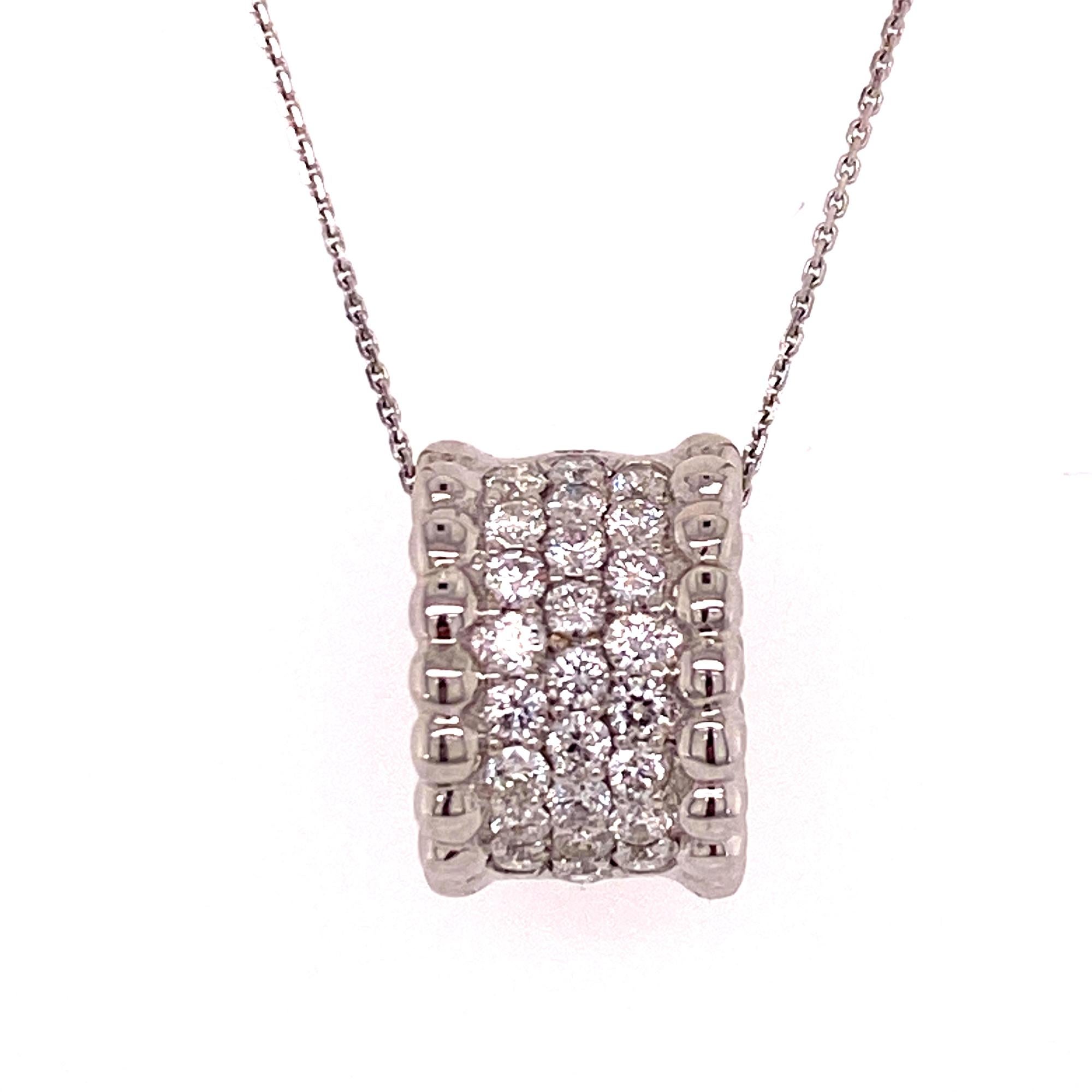 Pave Diamond Barrel Pendant Necklace 18 