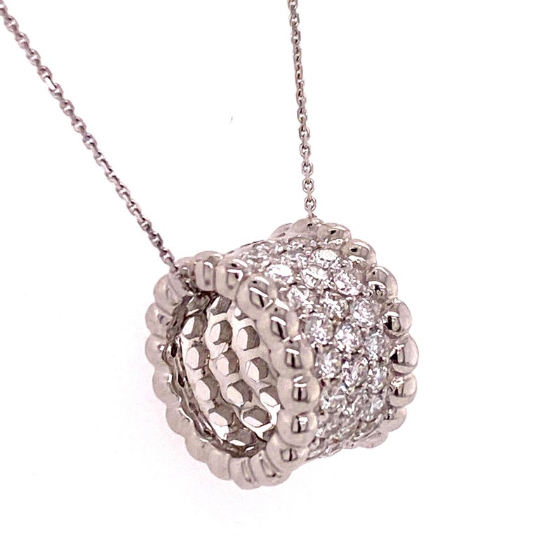 Pave Diamond Barrel Pendant Necklace 18 Karat White Gold At 1stdibs - Barrel Pendant Necklace