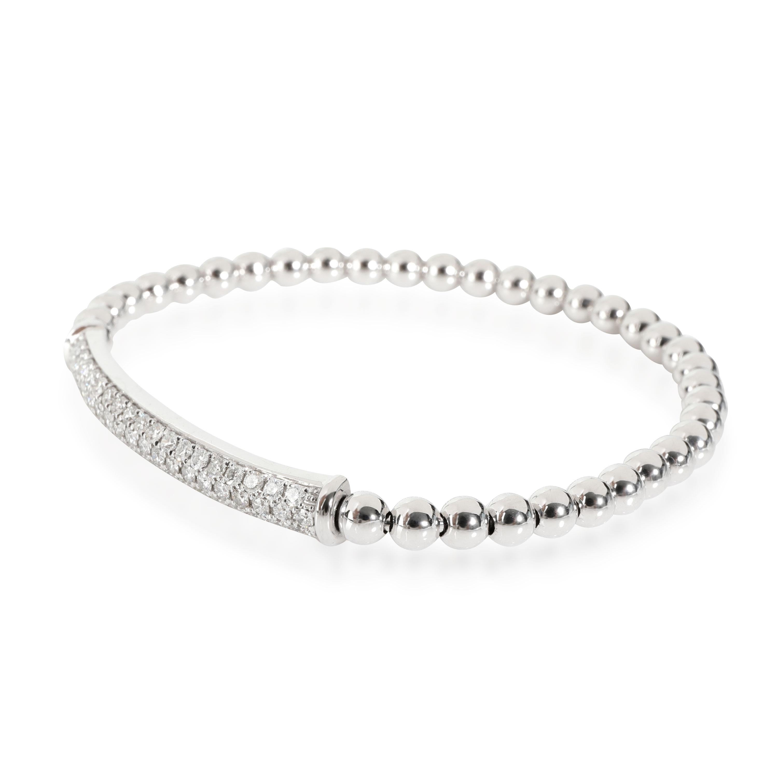 Pave Diamond Bead Bracelet in 14K White Gold 1.16 CTW In New Condition For Sale In New York, NY