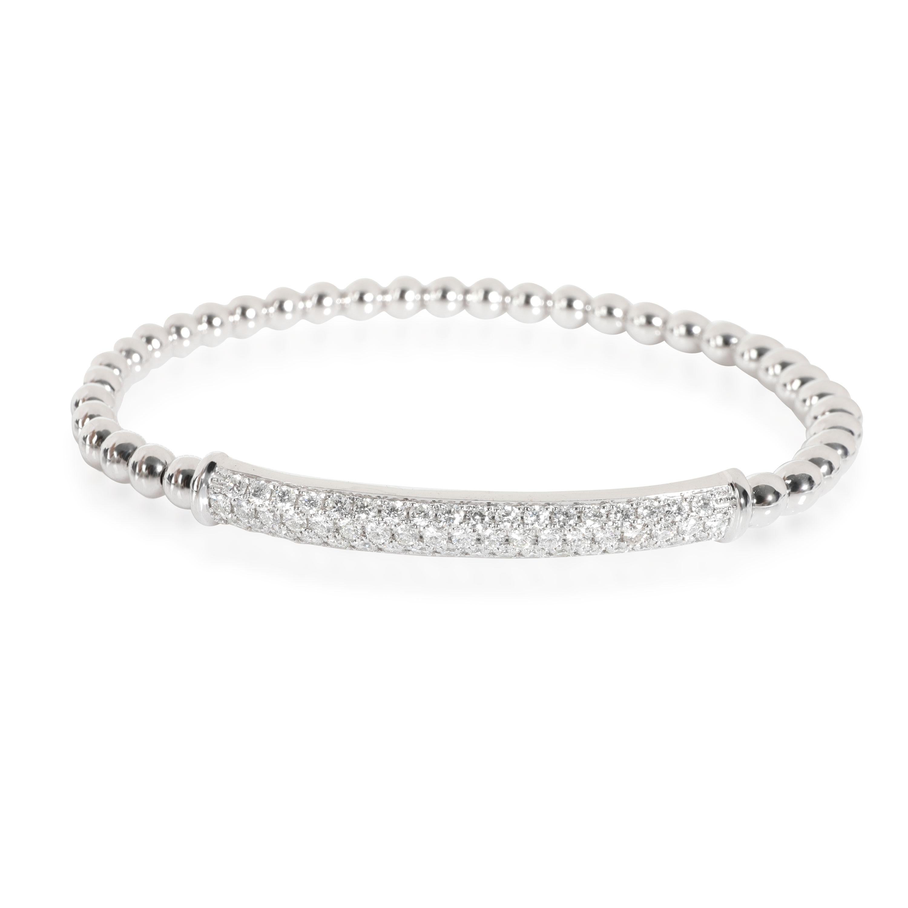 Women's Pave Diamond Bead Bracelet in 14K White Gold 1.16 CTW For Sale