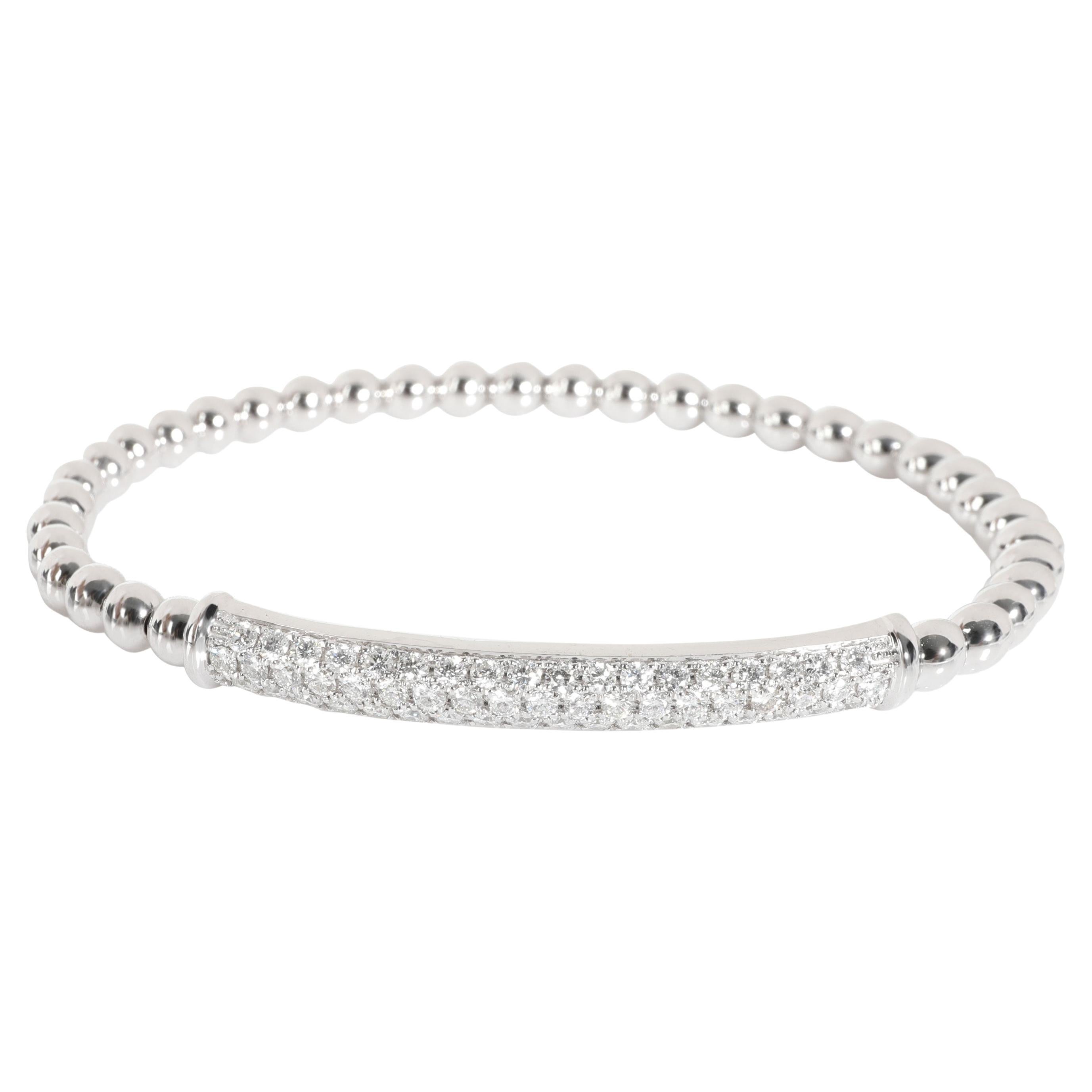 Bracelet de perles en or blanc 14 carats avec diamants pavés (1,16 ct. pt.) en vente
