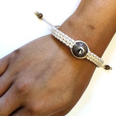 Pave Diamond Bead Knotted Verstellbares Armband aus 14k Gold