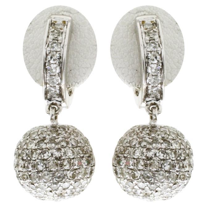 Pave Diamant Perle Ohrringe aus 18k Weißgold