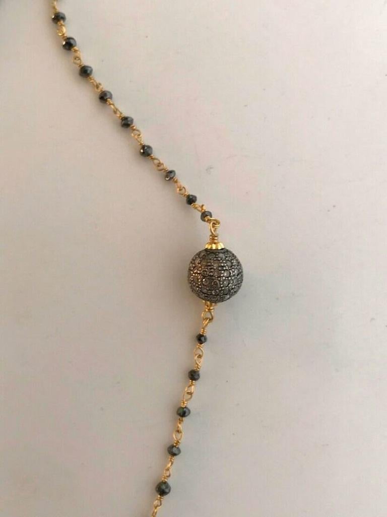 Pave Diamond Beaded Necklace 925 Silver Black Spinel Modern Birthday Necklace
Light weight can be worn everyday

Additional information:
Condition: New without tags: A brand-new, unused, and unworn item (including handmade items) that is not in