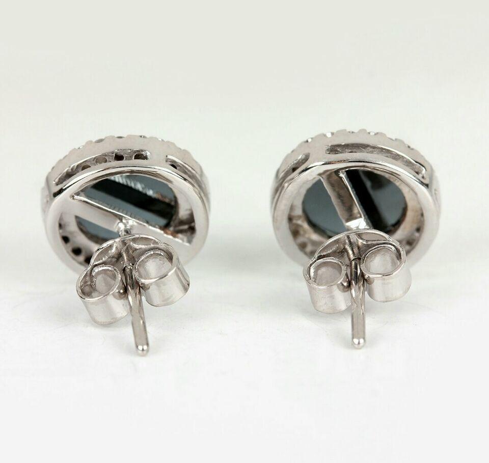Pave Diamond Black Spinel Round Stud Earring in oro bianco 14k In condizioni Nuovo in vendita a Chicago, IL