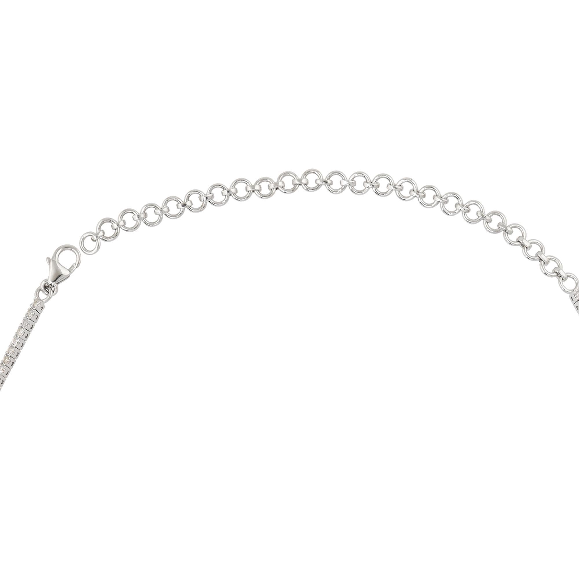 Pave Diamond Blue Gemstone Heart Cut Charms Choker Necklace 14k White Gold Neuf - En vente à Diera, Dubai