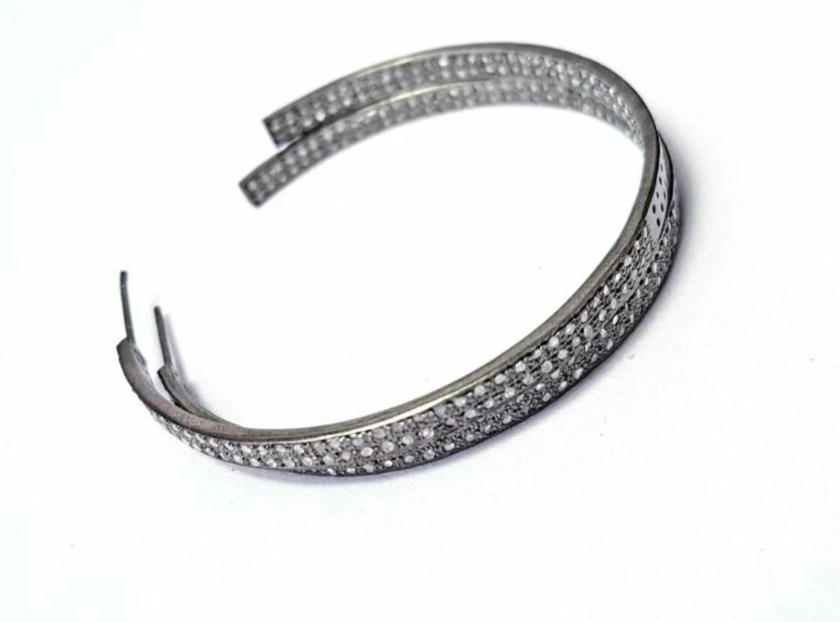 Pave Diamond Boho Hoop Earring 925 Silver Boho Diamond Earring Valentines Gift. For Sale 1