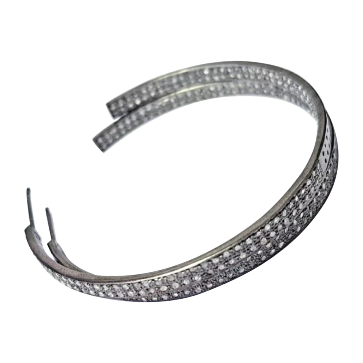 Pave Diamond Boho Hoop Earring 925 Silver Boho Diamond Earring Valentines Gift.