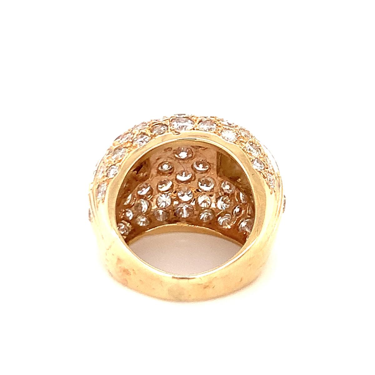 Pave Diamond Bombe 14K Yellow Gold Ring, circa 1970s For Sale 3