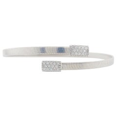 Pave Diamond Bracelet 14K White Gold Flexible Diamond Bangle Bujukan Bracelet