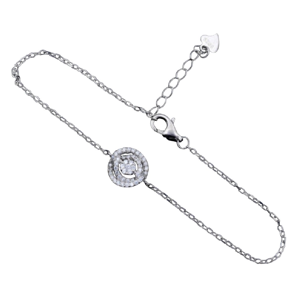 Bracciale con pavé di diamanti in argento 925 Bracciale da sposa a forma rotonda per lei. in vendita