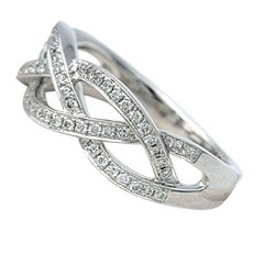 Pavé Diamond Braided Motif Band Ring in Polished 18 Karat White Gold