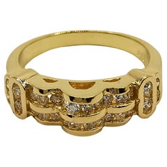 Braut- oder Herren- Unisex-Ring aus 18 Karat Gelbgold mit Diamanten in Kanalfassung