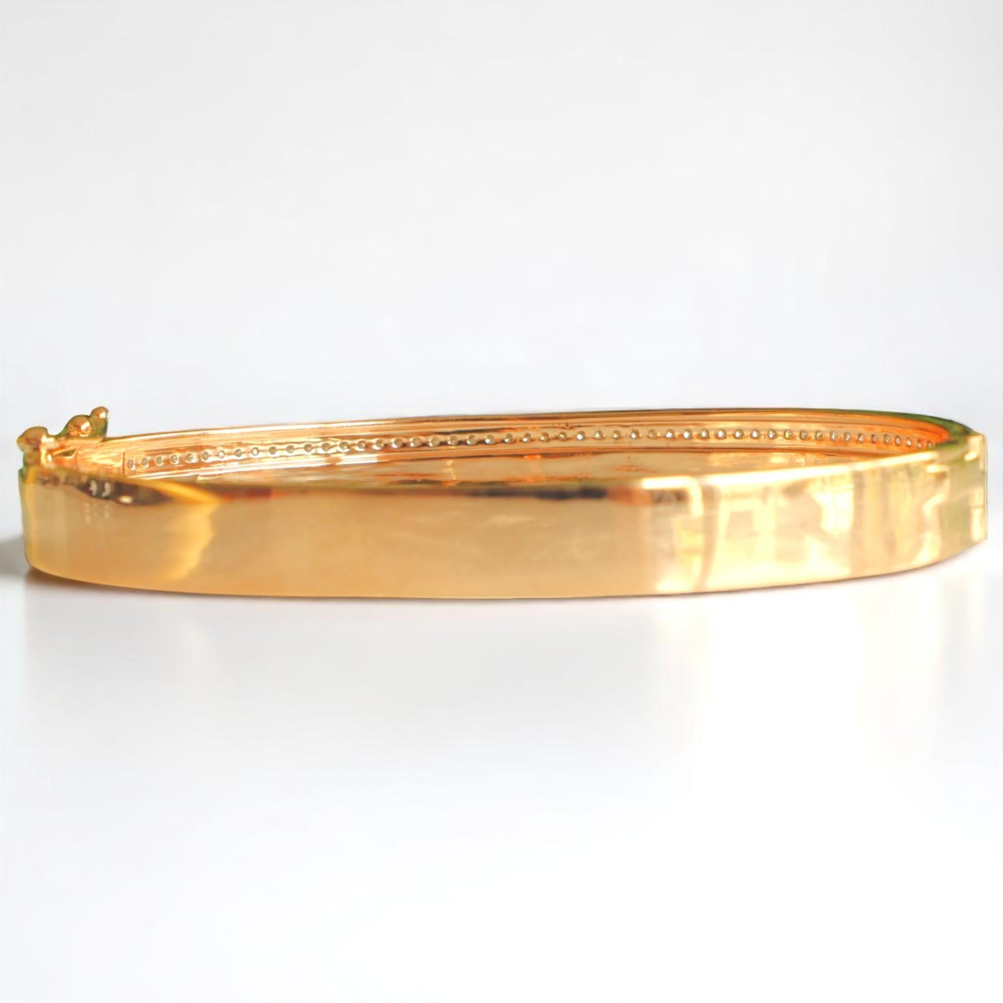 Breites Pavé-Diamant-Armband aus 14k massivem Gold (zertifiziert) Damen im Angebot
