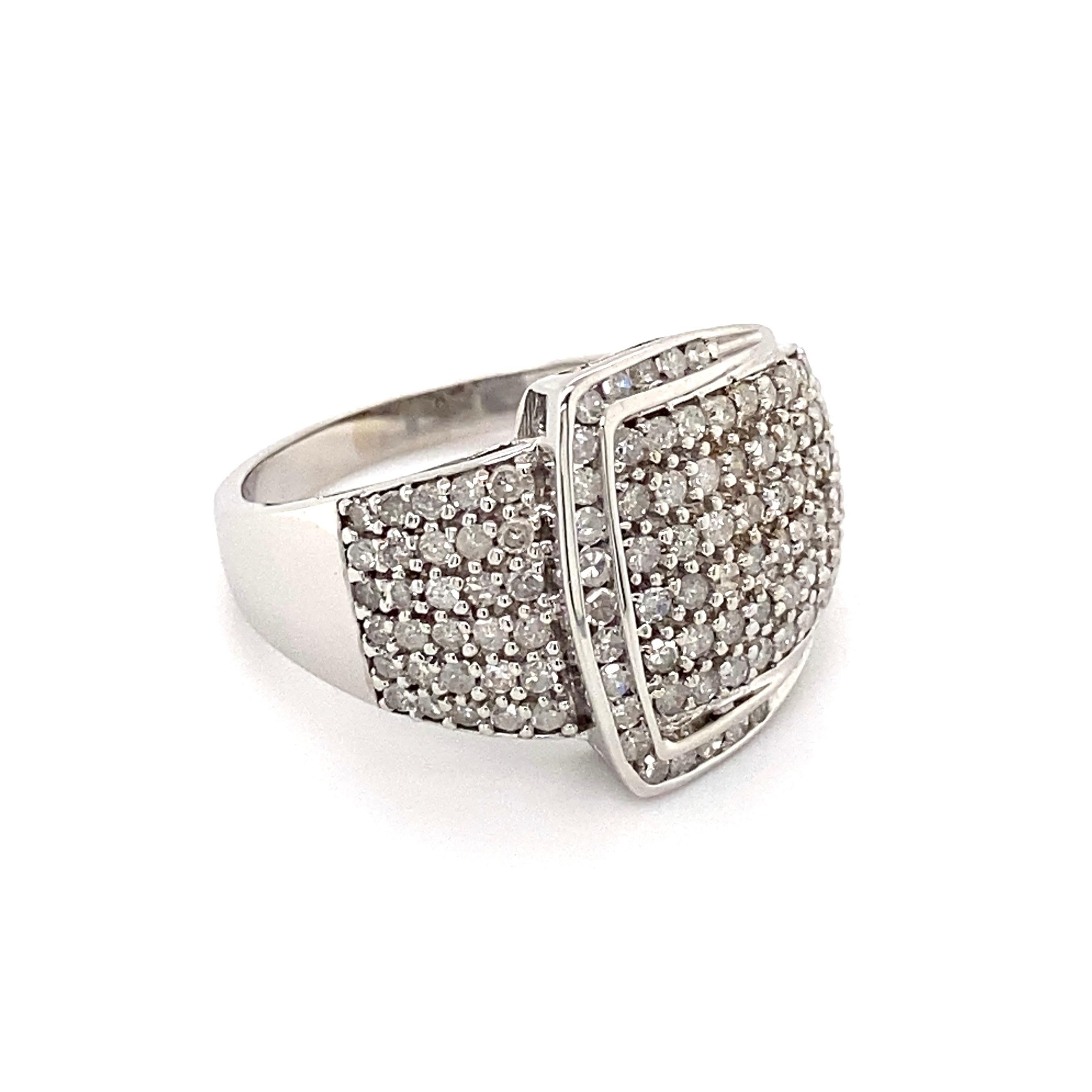 Round Cut Pave Diamond Buckle Gold Ring For Sale