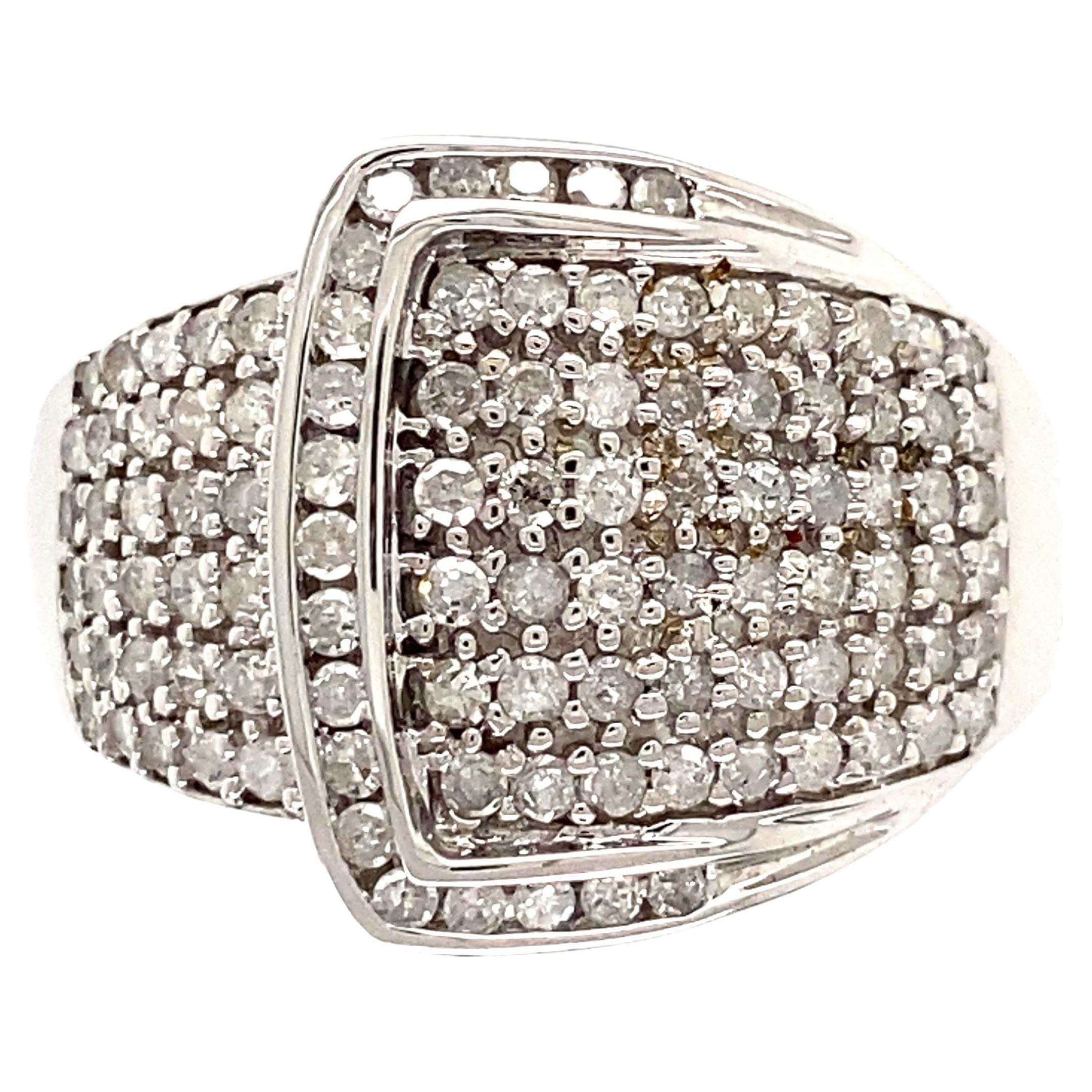 Pave Diamond Buckle Gold Ring
