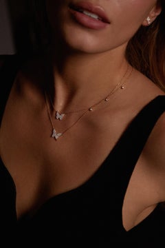 Tanisa Nahata Pave Diamond Butterfly Necklace in 18 Karat White Gold