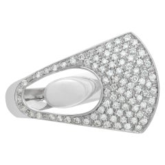 Pave Diamond Bypass Ring in 18k White Gold with over 1 Carats in Pave Set Round