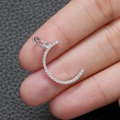 Pave Diamond C Initial Charm Pendant 14k White Gold Fine Jewelry Unisex