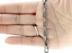 Pave Diamond Chain Link Bracelet 925 Sterling Silver Diamond Wedding Jewelry.