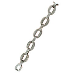 Pave Diamond Chain Link Bracelet 925 Sterling Silver Diamond Wedding Jewelry.