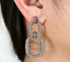 Pave Diamond Chain Link Earring 925 Silver Diamond Handmade Earring Wedding Gift