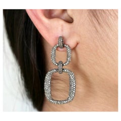 Pave Diamond Chain Link Earring 925 Silver Diamond Handmade Earring Wedding Gift