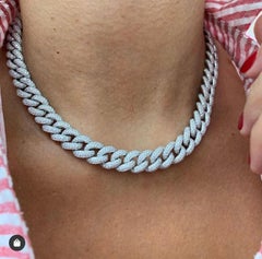Pave Diamond Chain Link Necklace 19.61 Carat t.w.