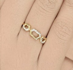 Pave Diamond Chain Ring 14k Gold Wedding Ring SI Quality G-H Diamond Ring Gift