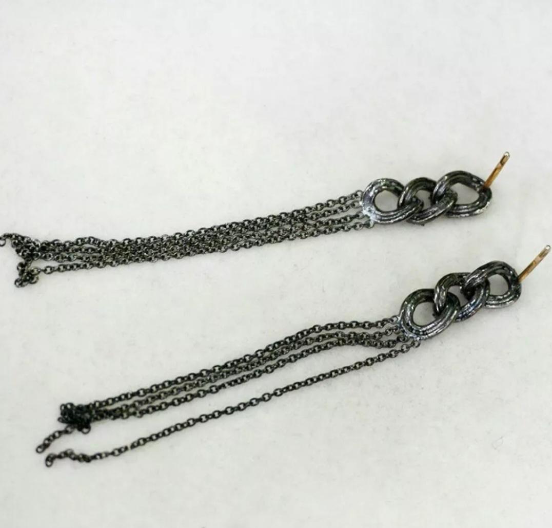 Art Deco Pave Diamond Chandelier Earring 925 Silver Diamond Chain Earring 14k Gold Gift For Sale